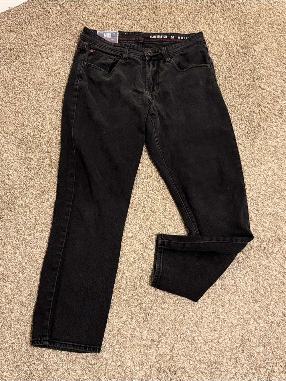 MBX Black Slim Stretch Comfortable Casual Straight Men's Jeans